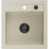 Mexen Vito granite sink 1-bowl 520 x 490 mm, beige, black siphon - 6503521000-69-B