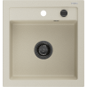 Mexen Vito granitische spoelbak 1-kompartment 520 x 490 mm, beige, zwarte sifon - 6503521000-69-B