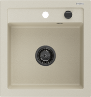 Mexen Vito lavello in granito a 1 vasca 520 x 490 mm, beige, sifone nero - 6503521000-69-B