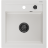Mexen Vito granieten gootsteen 1-kamer 520 x 490 mm, wit, zwarte sifon - 6503521000-20-B