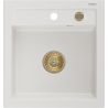 Mexen Vito lavello da cucina in granito 1-vasca 520 x 490 mm, bianco, sifone dorato - 6503521000-20-G