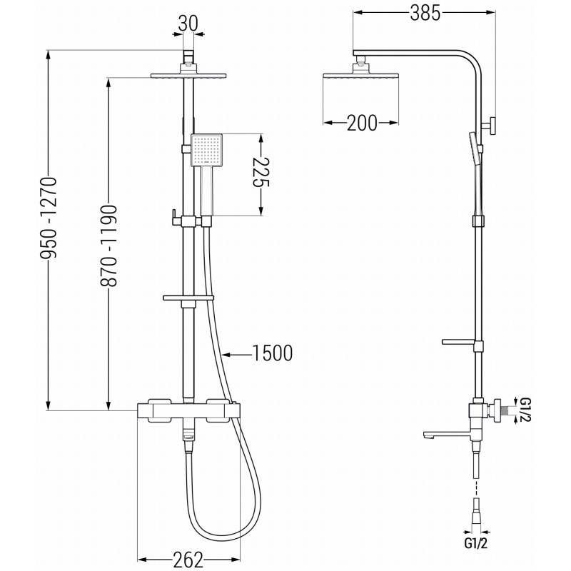 Mexen CQ45 bathtub-shower set with a rain shower and thermostatic battery, gold - 779104595-50