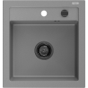 Mexen Vito granieten spoelbak 1-komorig 520 x 490 mm, grijs, zwarte sifon - 6503521000-71-B