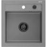 Mexen Vito granite sink 1-bowl 520 x 490 mm, grey, black siphon - 6503521000-71-B