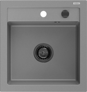 Mexen Vito évier en granit 1 bac 520 x 490 mm, gris, siphon noir - 6503521000-71-B