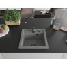Mexen Vito fregadero de granito de 1 seno 520 x 490 mm, gris, sifón negro - 6503521000-71-B