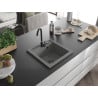 Mexen Vito granite sink 1-bowl 520 x 490 mm, grey, black siphon - 6503521000-71-B
