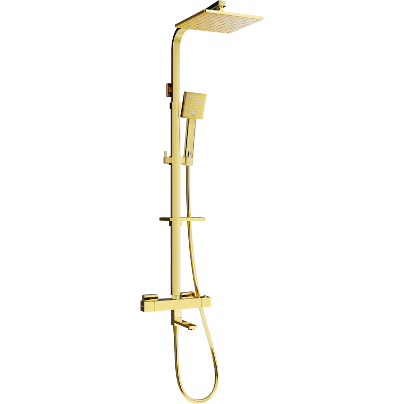 Mexen CQ45 bad- en doucheset met regendouche en thermostatische kraan, goud - 779104595-50