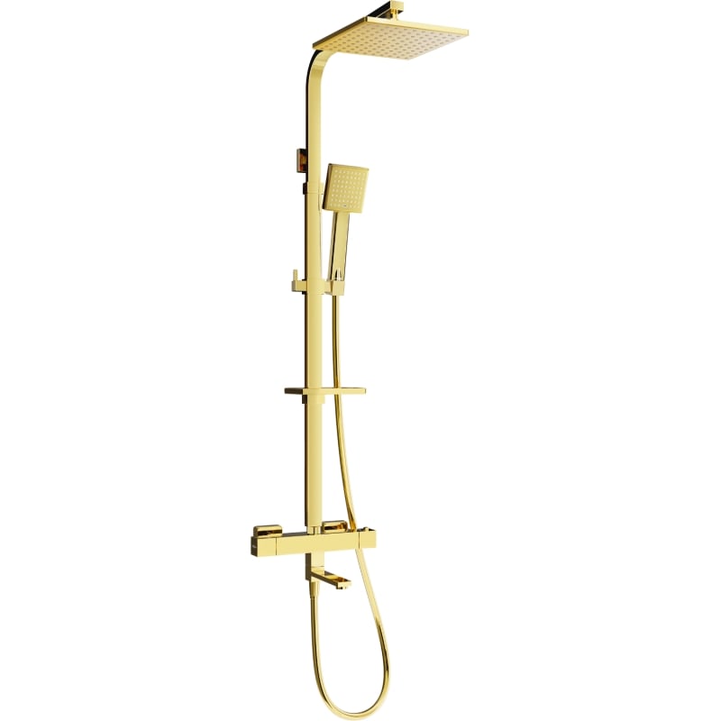 Mexen CQ45 bathtub-shower set with a rain shower and thermostatic battery, gold - 779104595-50