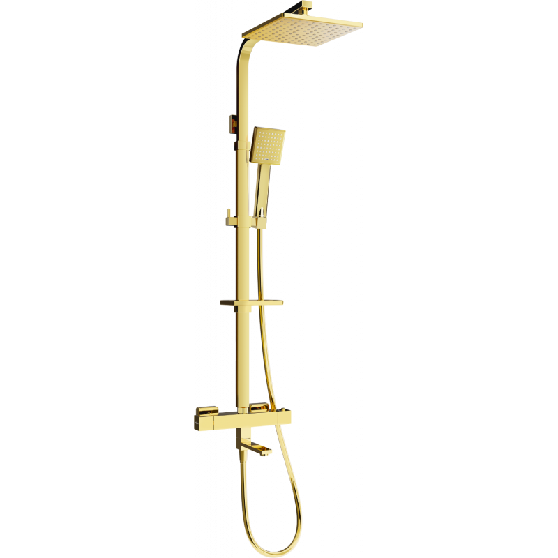 Mexen CQ45 set vasca-doccia con soffione e rubinetto termostatico, oro - 779104595-50