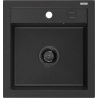 Mexen Vito granite sink 1-bowl 520 x 490 mm, black/silver metallic, black siphon - 6503521000-73-B