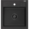 Mexen Vito Granitspüle 1-beckig 520 x 490 mm, schwarz/silber metallic, schwarze Syphon - 6503521000-73-B