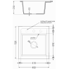 Mexen Vito zlewozmywak granitowy 1-komorowy 520 x 490 mm, czarny nakrapiany, syfon czarny - 6503521000-76-B
