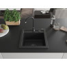 Mexen Vito fregadero de granito de 1 cubeta 520 x 490 mm, negro, sifón negro - 6503521000-77-B