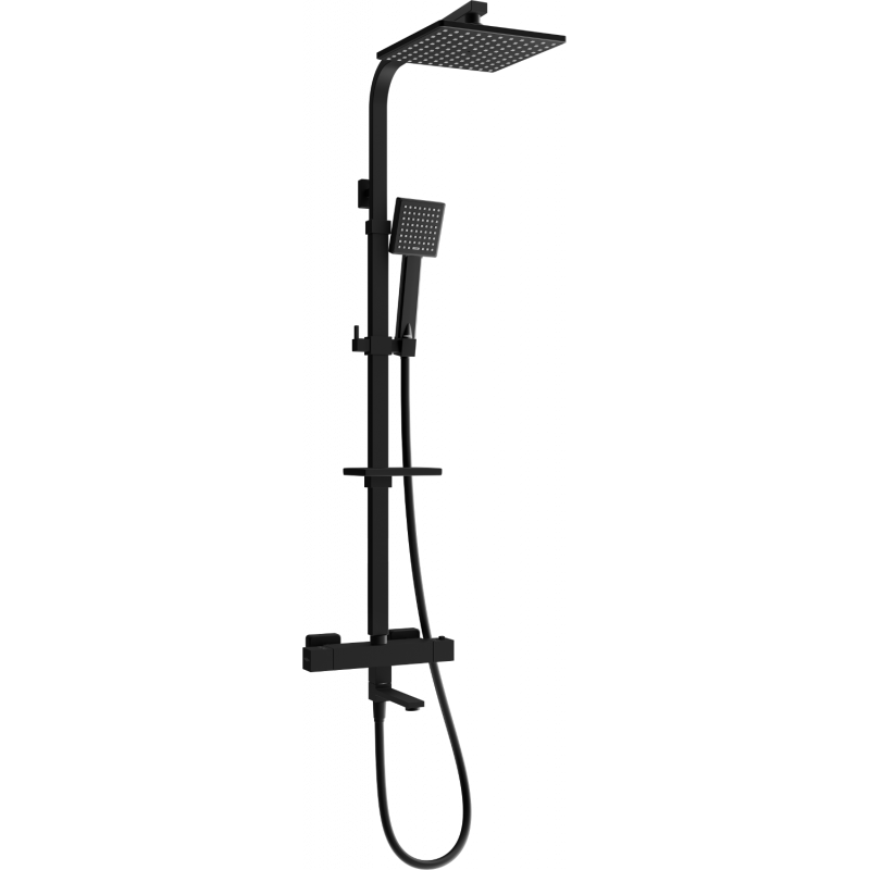 Mexen CQ45 conjunto de ducha y bañera con lluvia y grifo termostático, negro - 779104595-70