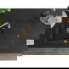 Mexen Cesar Granitspüle 1-beckig mit Abtropffläche 775 x 470 mm, schwarz/silber metallic, goldener Siphon - 6514771010-73-G