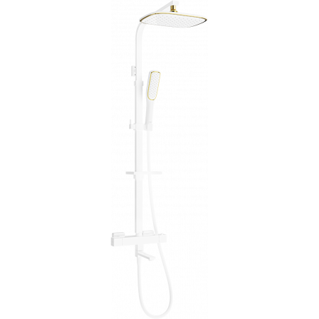 Mexen CQ49 bad- en douche set met regendouche en thermostatische kraan, wit/goud - 779104995-25