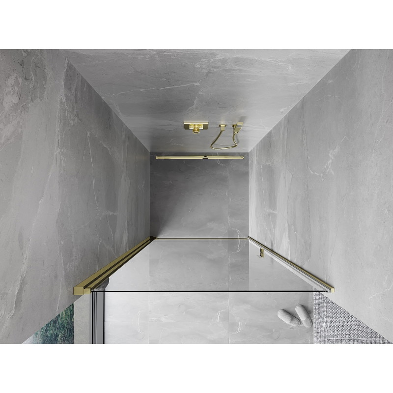 Mexen Mist-B hinged duššiuks 75 cm, läbipaistev, kuldne - 8A2-075-000-50-00