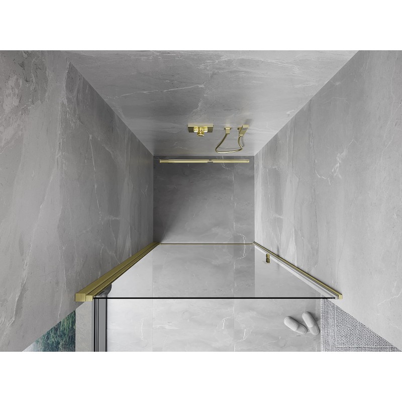 Mexen Mist-B 80 cm hinged shower door, transparent, brushed gold - 8A2-080-000-55-00
