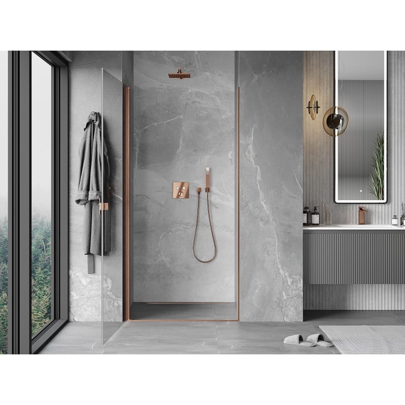 Mexen Mist-B 70 cm Hinged Shower Door, Transparent, Brushed Copper - 8A2-070-000-65-00