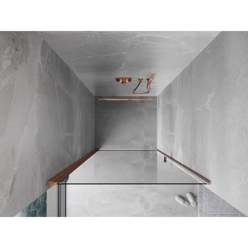 Mexen Mist-B drzwi prysznicowe uchylne 80 cm, transparent, miedź szczotkowana - 8A2-080-000-65-00