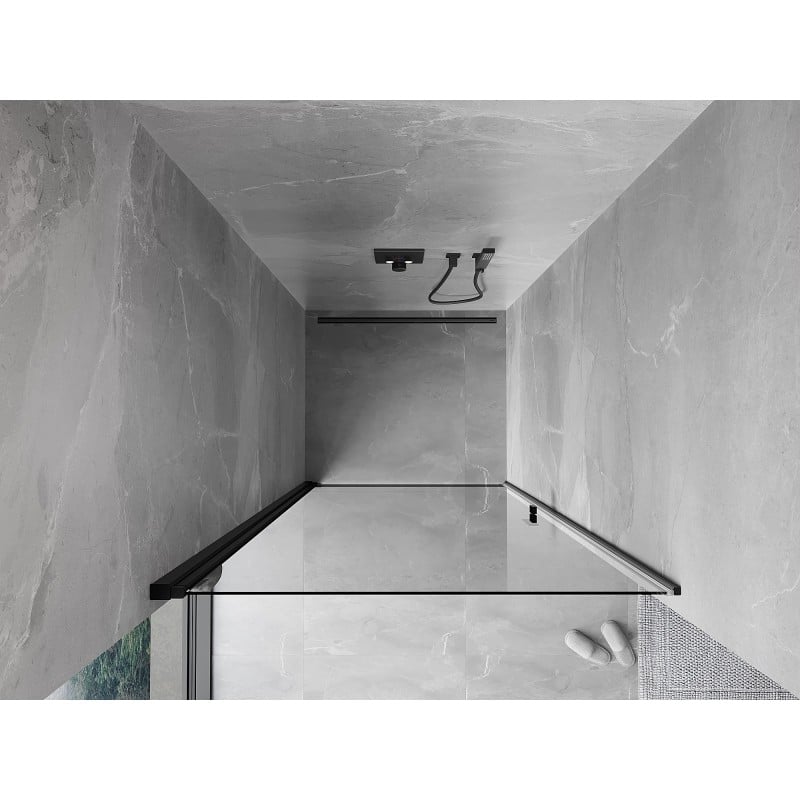 Mexen Mist-B 90 cm Hinged Shower Door, Transparent, Black - 8A2-090-000-70-00