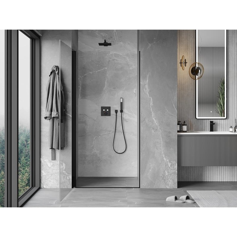 Mexen Mist-B drzwi prysznicowe uchylne 90 cm, transparent, czarne - 8A2-090-000-70-00