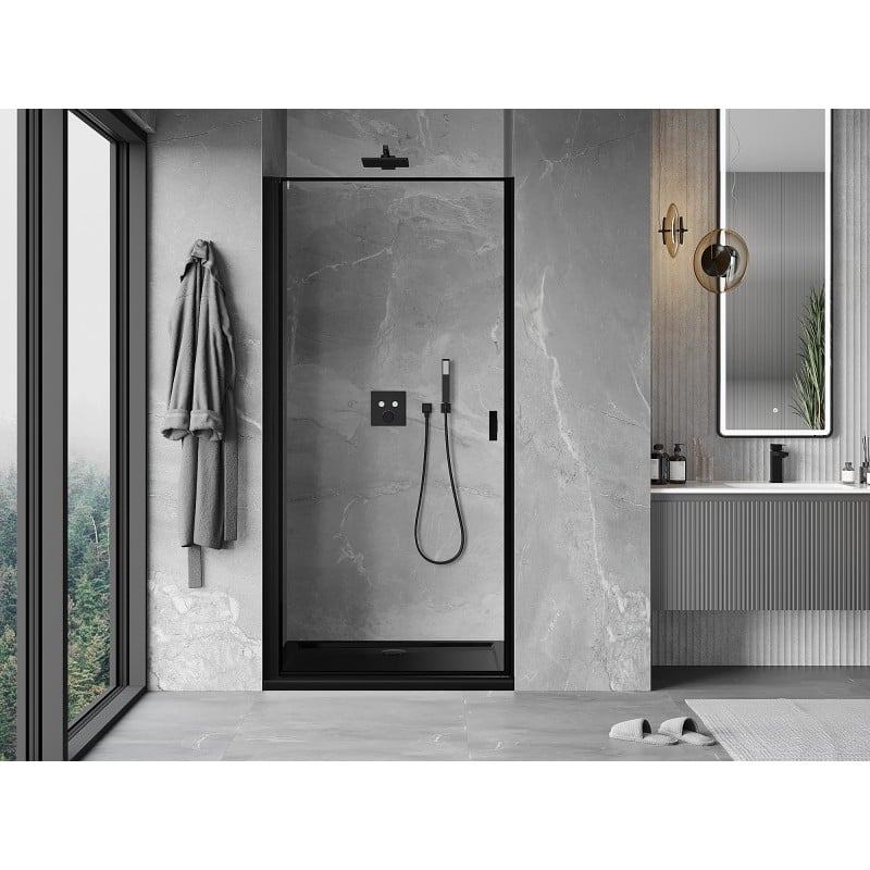 Mexen Mist-B porta doccia a battente sinistra 70 cm, cornice nera, nero - 8A2-070-000-70-70-L