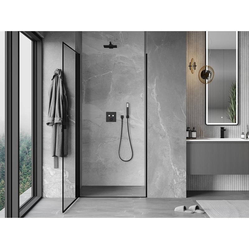 Mexen Mist-B porta doccia a battente sinistra 70 cm, cornice nera, nero - 8A2-070-000-70-70-L