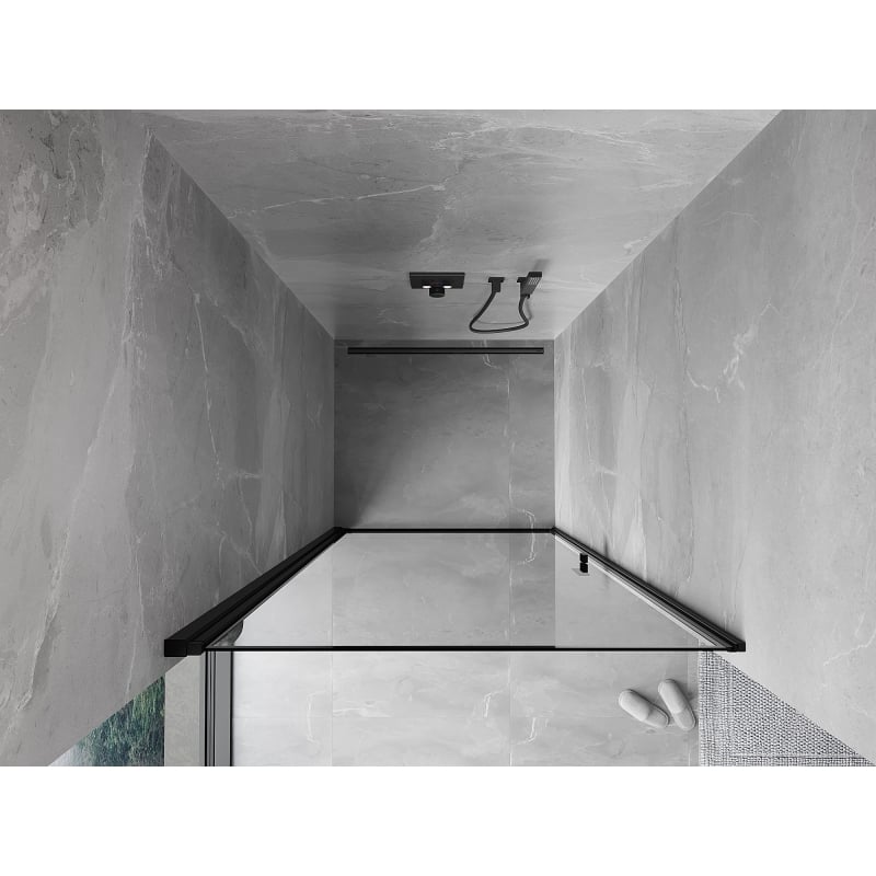 Mexen Mist-B otklopna lijeva tuš vrata 80 cm, crni okvir, crna - 8A2-080-000-70-70-L