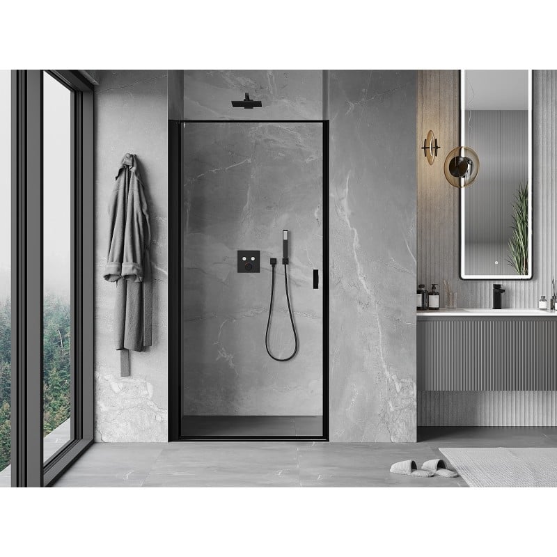 Mexen Mist-B left hinged shower door 100 cm, black frame, black - 8A2-100-000-70-70-L