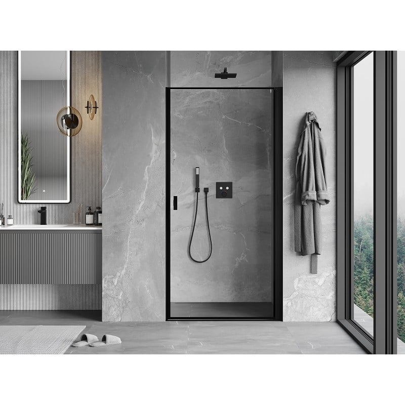 Mexen Mist-B drzwi prysznicowe uchylne prawe 90 cm, czarna ramka, czarne - 8A2-090-000-70-70-P