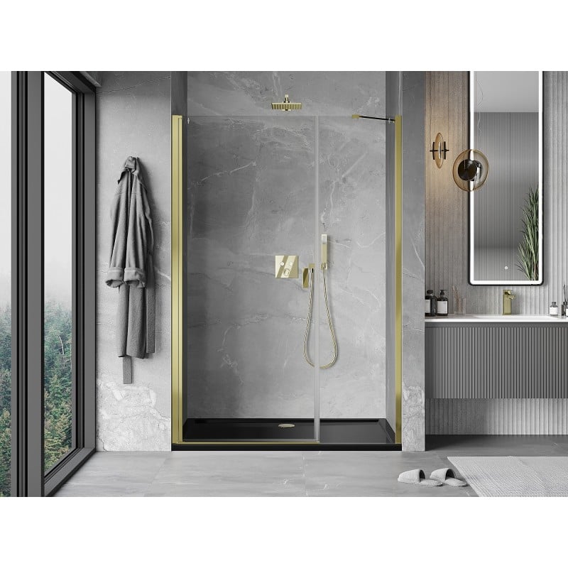 Mexen Mist-B drzwi prysznicowe uchylne 115 cm, transparent, złote - 8A2-115-001-50-00