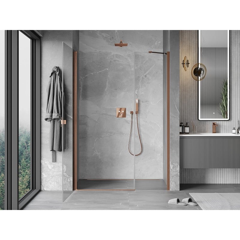 Mexen Mist-B 100 cm Hinged Shower Door, Transparent, Brushed Copper - 8A2-100-001-65-00