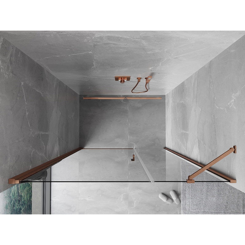 Mexen Mist-B Hinged Shower Door 120 cm, Transparent, Brushed Copper - 8A2-120-001-65-00