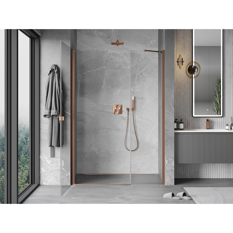 Mexen Mist-B Hinged Shower Door 120 cm, Transparent, Brushed Copper - 8A2-120-001-65-00