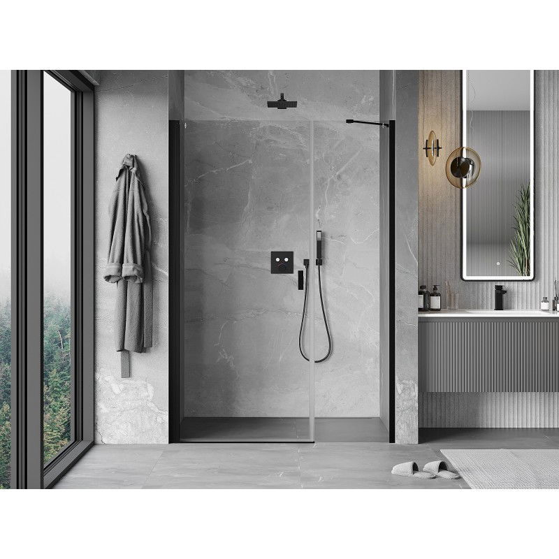 Mexen Mist-B puertas de ducha abatibles 95 cm, transparente, negro - 8A2-095-001-70-00