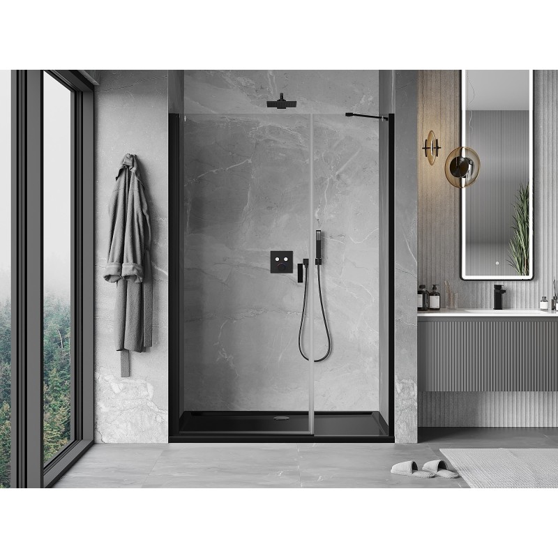 Mexen Mist-B drzwi prysznicowe uchylne 115 cm, transparent, czarne - 8A2-115-001-70-00