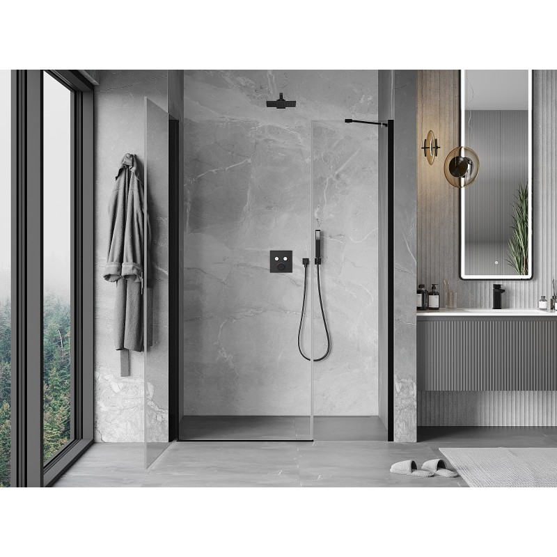 Mexen Mist-B drzwi prysznicowe uchylne 115 cm, transparent, czarne - 8A2-115-001-70-00