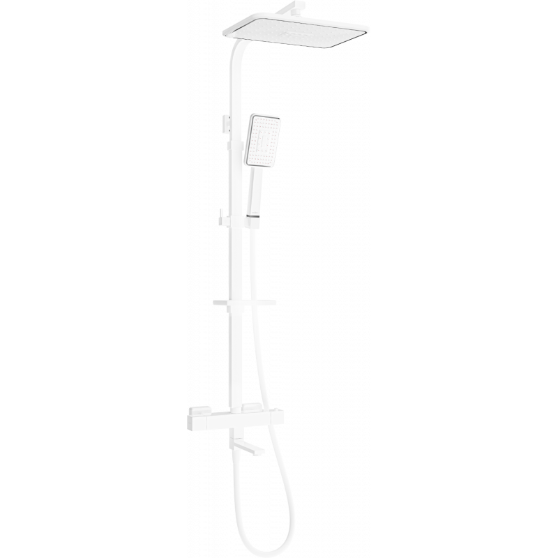 Mexen CQ54 zestaw wannowo-prysznicowy z deszczownicą i baterią termostatyczną, biały/chrom - 779105495-21