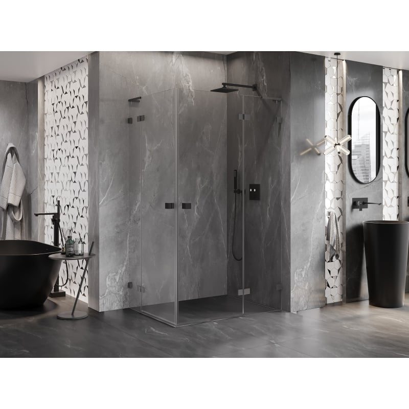 Mexen Lunar L Duo-Duschkabine mit schwenkbarer Tür rechts 100 x 95 cm, transparent, Gun Metal - 834L-100P-095L-95-00
