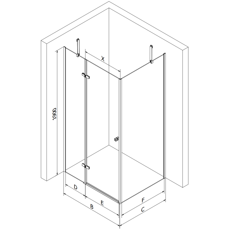 Mexen Roma Duschkabine schwenkbar 100 x 100 cm, transparent, schwarz - 854-100-100-70-00