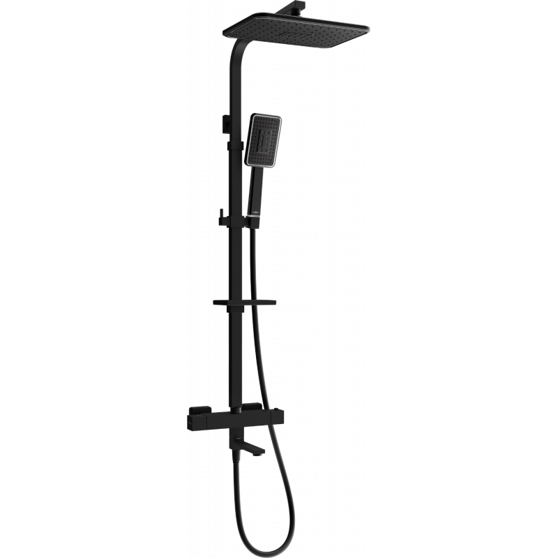 Mexen CQ54 bad- en doucheset met regendouche en thermostatische kraan, zwart/chroom - 779105495-71