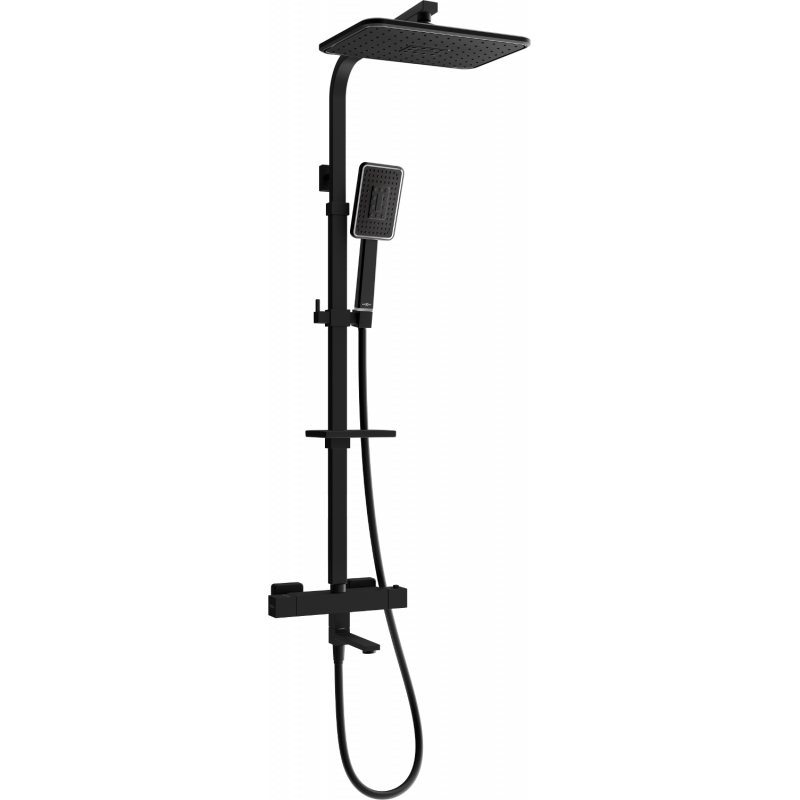 Mexen CQ54 set da vasca-doccia con soffione e rubinetto termostatico, nero/cromo - 779105495-71