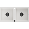 Mexen Mario évier en granit 2 compartiments 820 x 436 mm, blanc, siphon noir - 6504822000-20-B