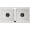 Mexen Mario Granitspüle 2-Kammer 820 x 436 mm, weiß, Siphon schwarz - 6504822000-20-B
