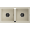Mexen Mario granitspüle 2-fach 820 x 436 mm, beige, schwarzer siphon - 6504822000-69-B
