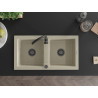 Mexen Mario granitspüle 2-fach 820 x 436 mm, beige, schwarzer siphon - 6504822000-69-B