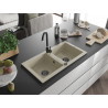 Mexen Mario zlewozmywak granitowy 2-komorowy 820 x 436 mm, beżowy, syfon czarny - 6504822000-69-B