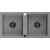 Mexen Mario granieten gootsteen 2-kamer 820 x 436 mm, grijs, zwarte sifon - 6504822000-71-B